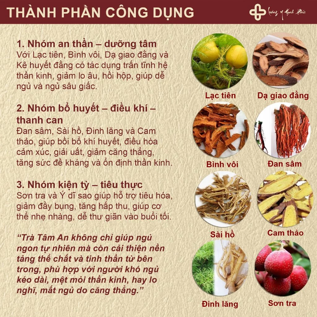 Trà ngủ ngon - Thành phần công dụng.