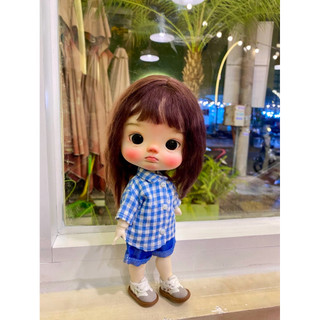 Áo sơmi xanh quần size dian mập,cừu bé,rourou,6 nhỏ(size khác vui lòng ib shop)