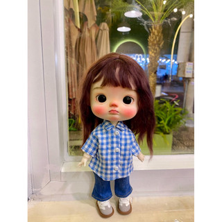 Áo sơmi xanh quần size dian mập,cừu bé,rourou,6 nhỏ(size khác vui lòng ib shop)