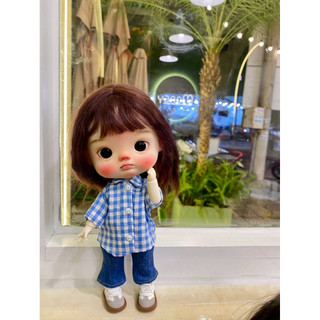 Áo sơmi xanh quần size dian mập,cừu bé,rourou,6 nhỏ(size khác vui lòng ib shop)