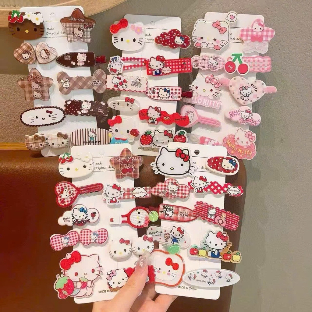 Set 10 kẹp tóc hello kitty - set kẹp tóc dễ thương cho bé
