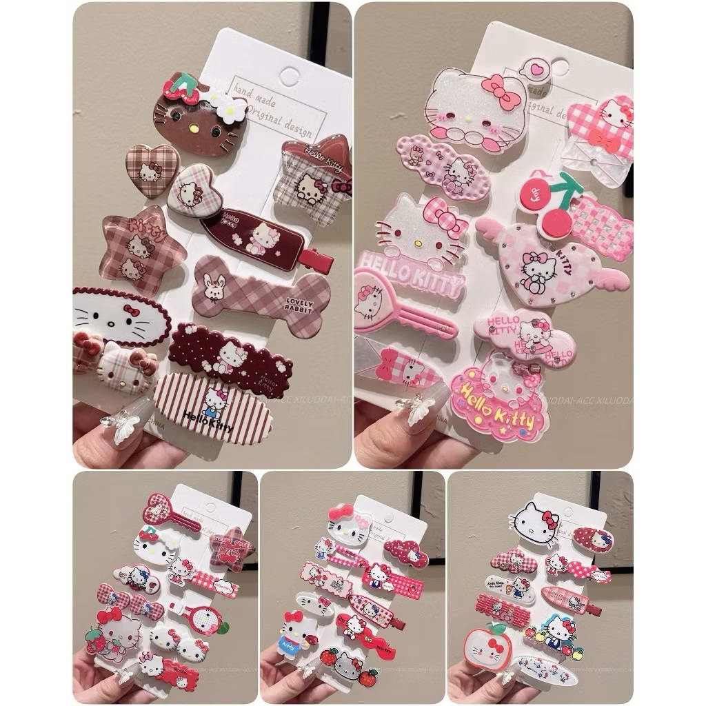 Set 10 kẹp tóc hello kitty - set kẹp tóc dễ thương cho bé