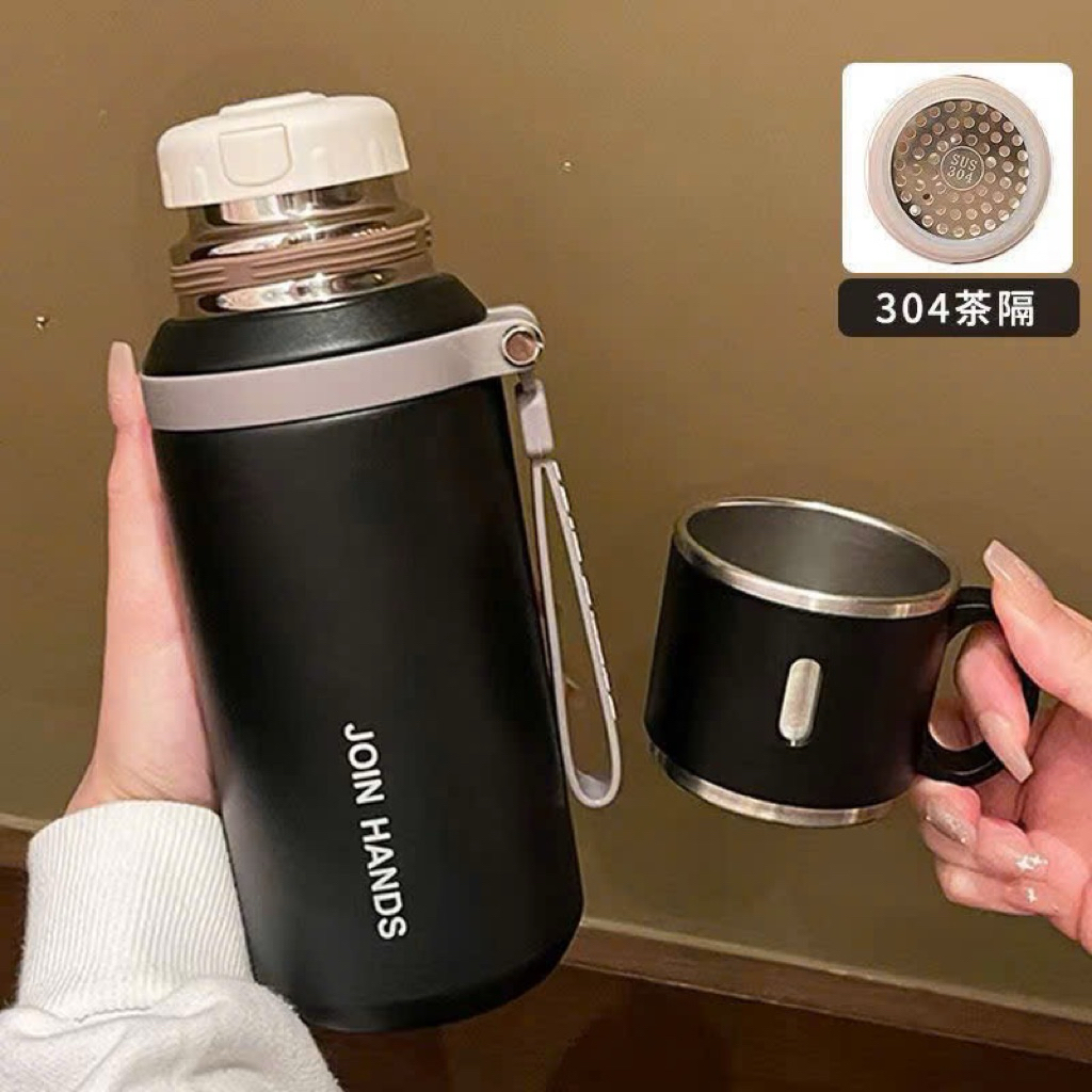 Bình giữ nhiệt JOIN HANDS inox 316 cao cấp 600Ml nắp làm cốc có lõi lọc trà tiện lợi