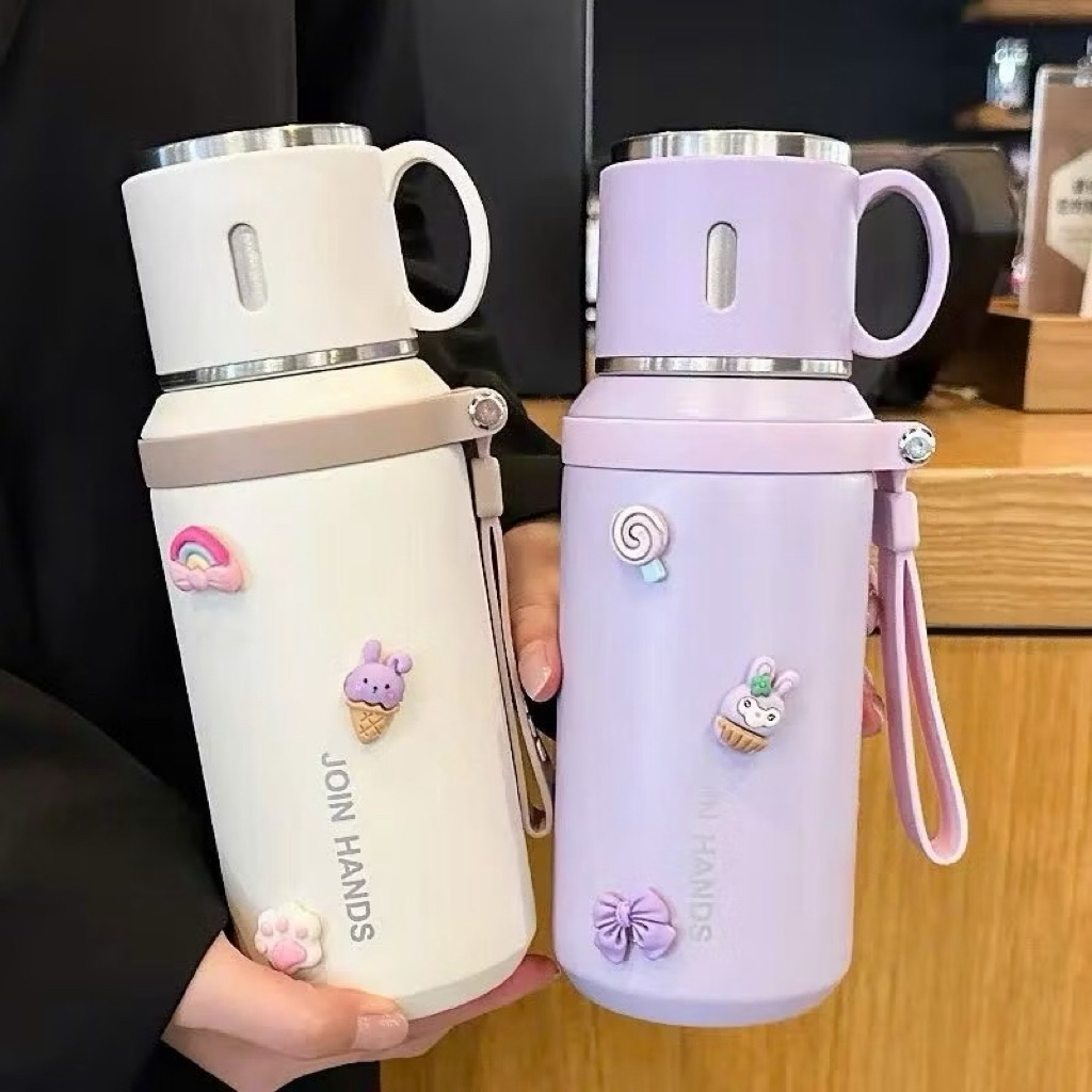 Bình giữ nhiệt JOIN HANDS inox 316 cao cấp 600Ml nắp làm cốc có lõi lọc trà tiện lợi