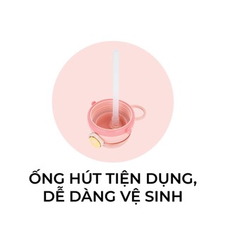 Bình Nước Trẻ Em Có Ống Hút, Bình Nước Đi Học Cho Bé Hokori 450ml Cao Cấp Việt Nhật