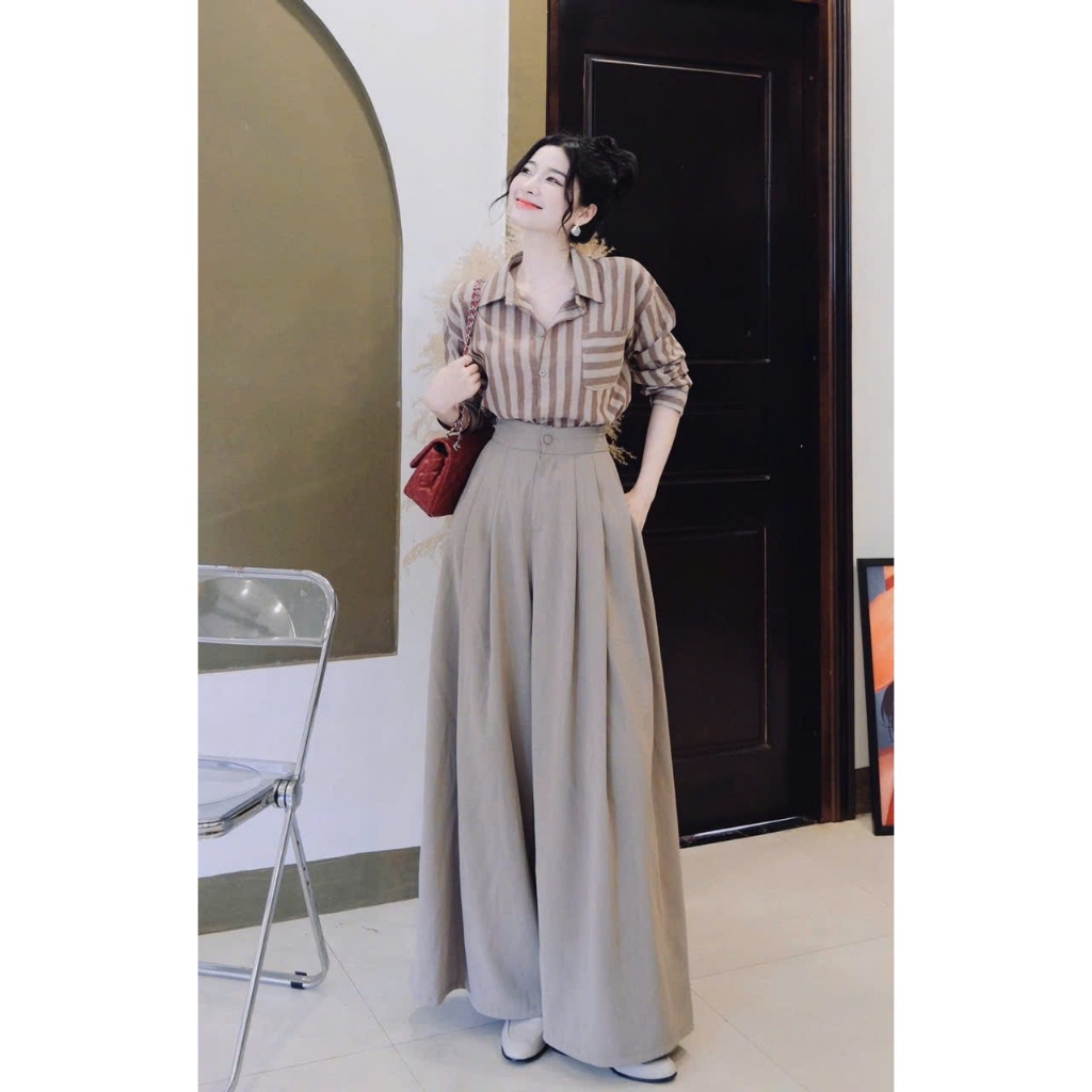 Quần Tây Dáng Váy Ống Rộng, Quần Suông Gen Eo Bigsize Nữ, Chất Ruby Trượt Cao Cấp Mát, Mềm, Đứng Form