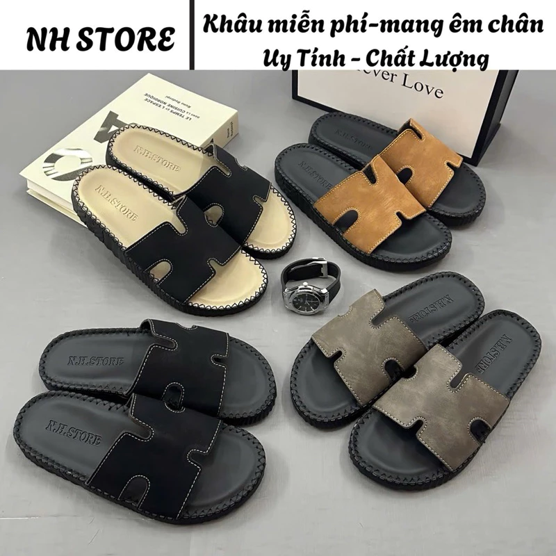 Dép nam Doctor da mới quai chữ H - ảnh sản phẩm