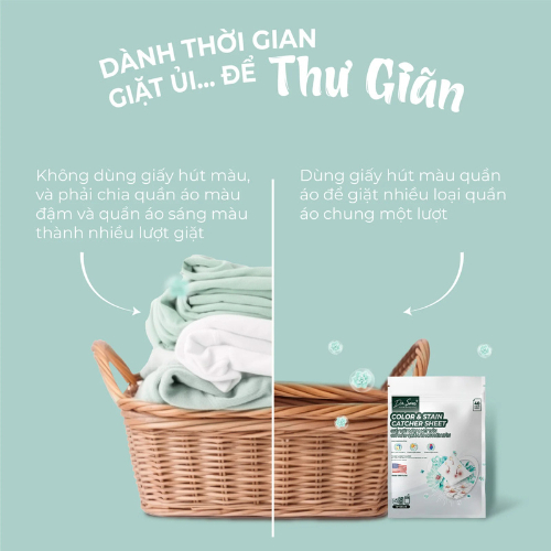 Giấy hút màu và vết bẩn, giữ màu quần áo nguyên bản Dr.Sera Color and Stain Catcher Sheet (10x28cm)