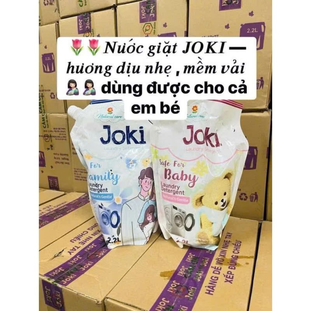 [ combo thùng 4 túi ] Nước giặt JOKI 2.2 kg an toàn cho da cả bé và gia đình Hương Thơm Dịu Nhẹ,Mềm Vải
