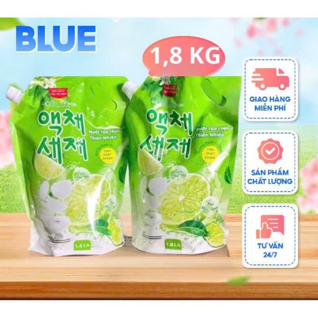 Sỉ Thùng 4 túi (1,8 kg) Nước Rửa Chén Blue hàng công ty Chính Hãng