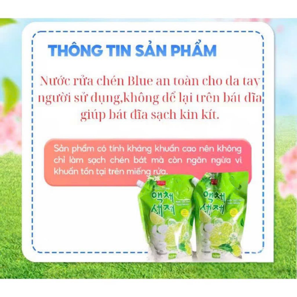 Sỉ Thùng 4 túi (1,8 kg) Nước Rửa Chén Blue hàng công ty Chính Hãng