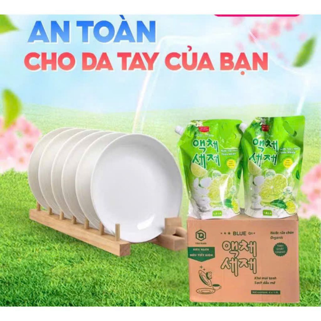Sỉ Thùng 4 túi (1,8 kg) Nước Rửa Chén Blue hàng công ty Chính Hãng