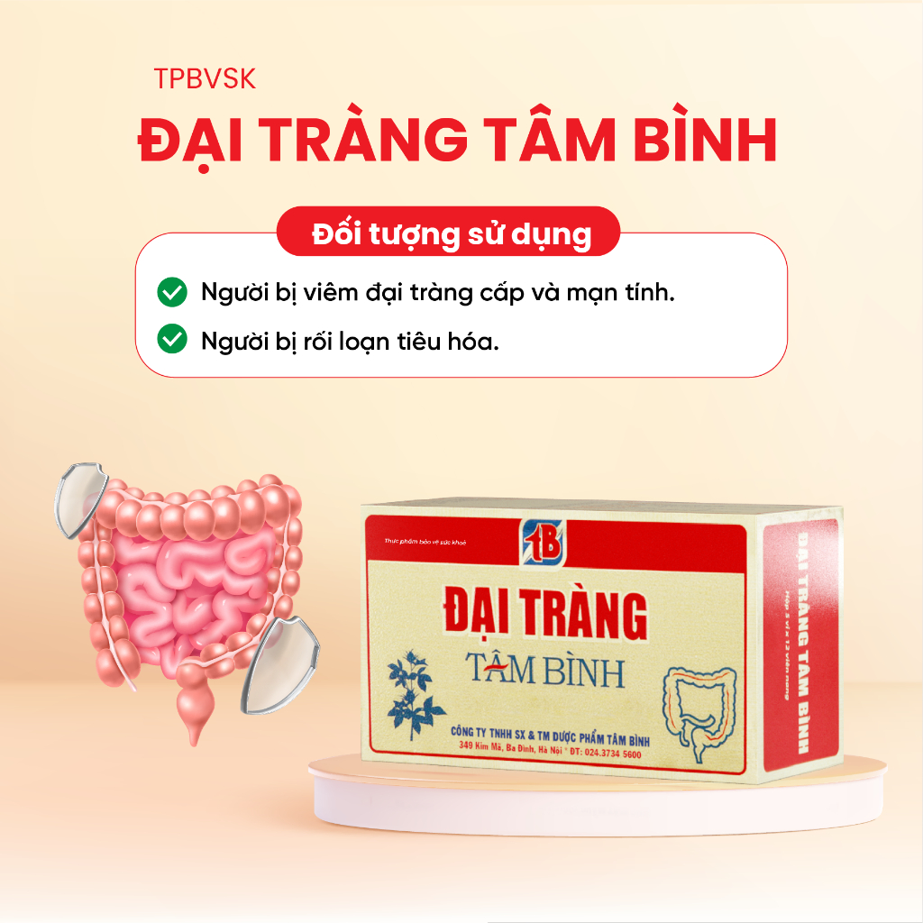 [Combo 1 tháng] 3 hộp Đại tràng Tâm Bình - Dành cho người viêm đại tràng, rối loạn tiêu hóa, chướng bụng, phân nát, lỏng