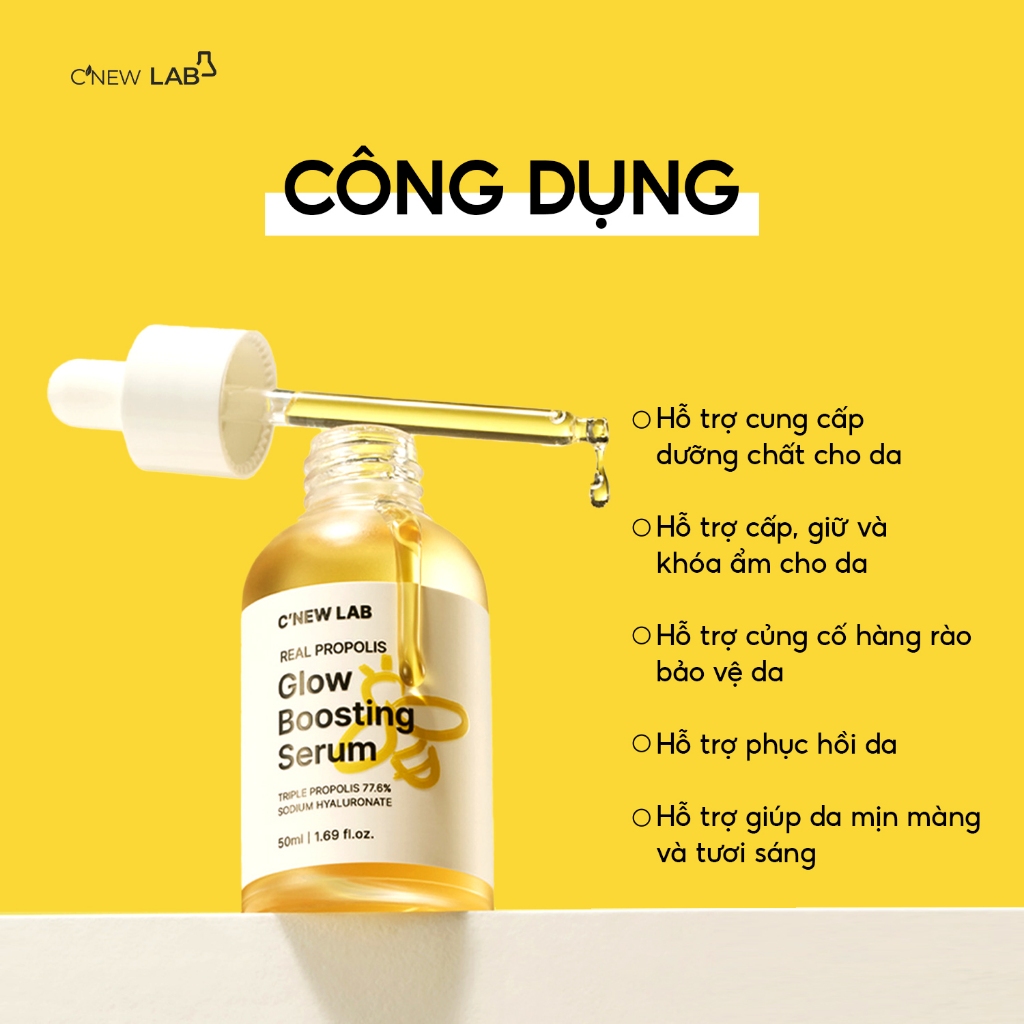COMBO Serum keo ong 50ml và Toner Pad Exosome chiết xuất diếp cá hộp 70 miếng C'New Lab