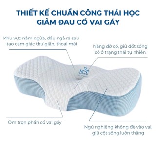 Gối công thái học Memory Foam M2T BEDDING kết hợp sợi vải băng lạnh -  hỗ trợ tư thế ngủ