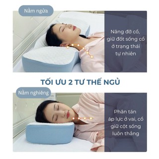 Gối công thái học Memory Foam M2T BEDDING kết hợp sợi vải băng lạnh -  hỗ trợ tư thế ngủ