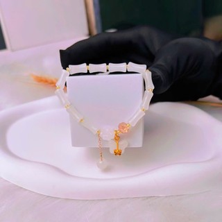 Vòng Tay Ngọc Bích Khúc Ngà Phối Charm Vàng – Phong Cách Cổ Điển Trung Hoa