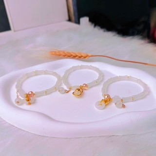 Vòng Tay Ngọc Bích Khúc Ngà Phối Charm Vàng – Phong Cách Cổ Điển Trung Hoa