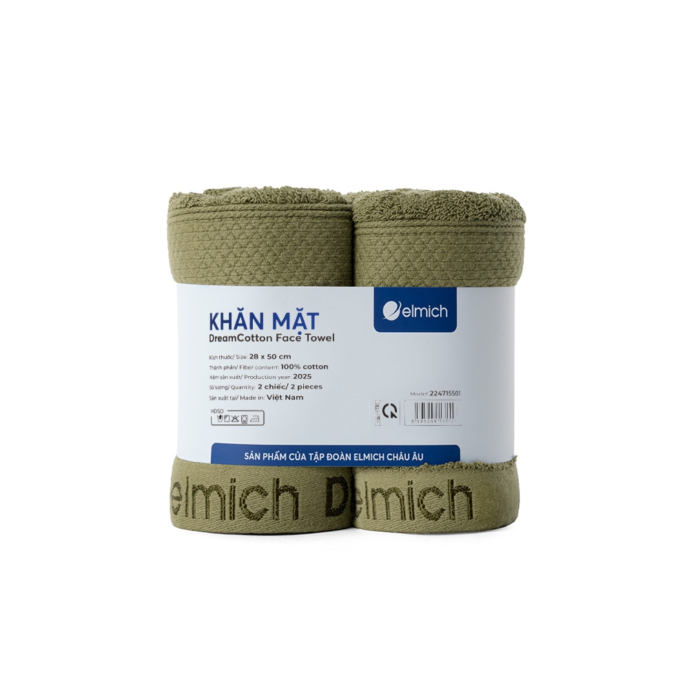 Bộ 2 khăn mặt 100% cotton cao cấp Elmich Dr. Sleep