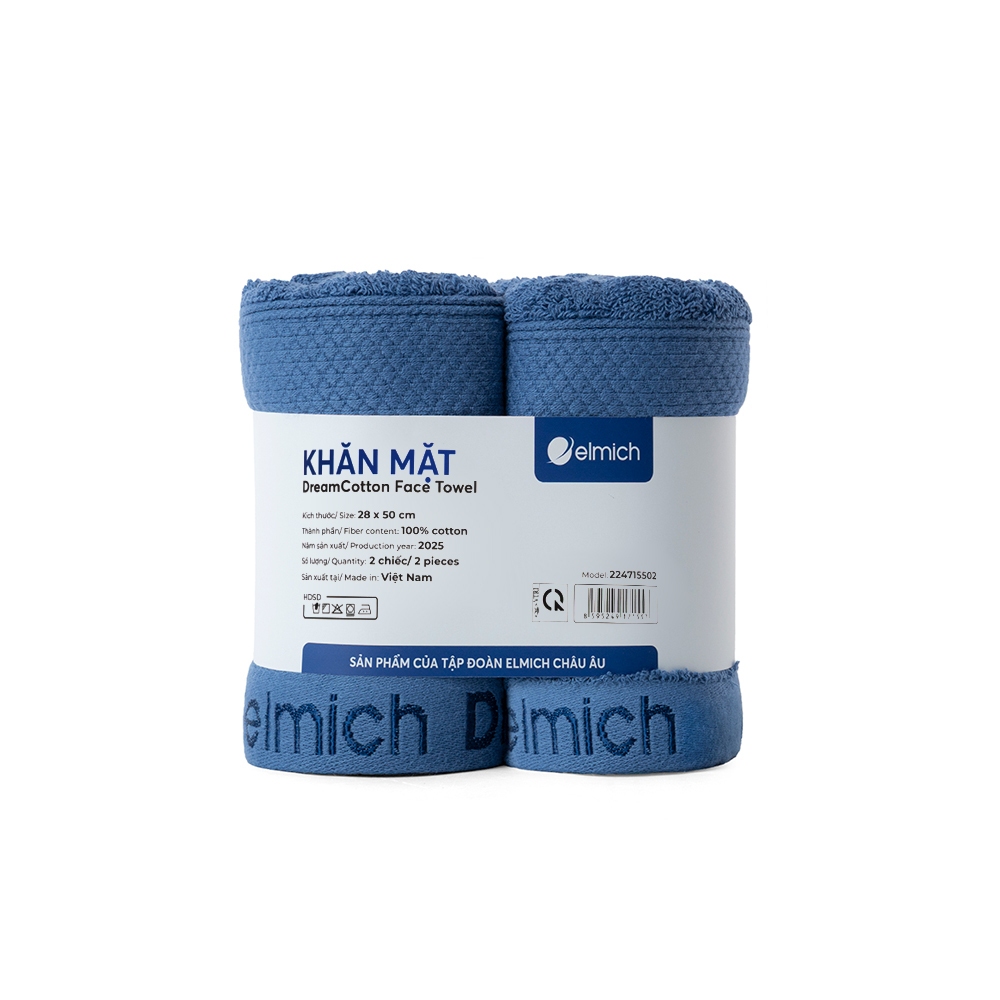 Bộ 2 khăn mặt 100% cotton cao cấp Elmich Dr. Sleep