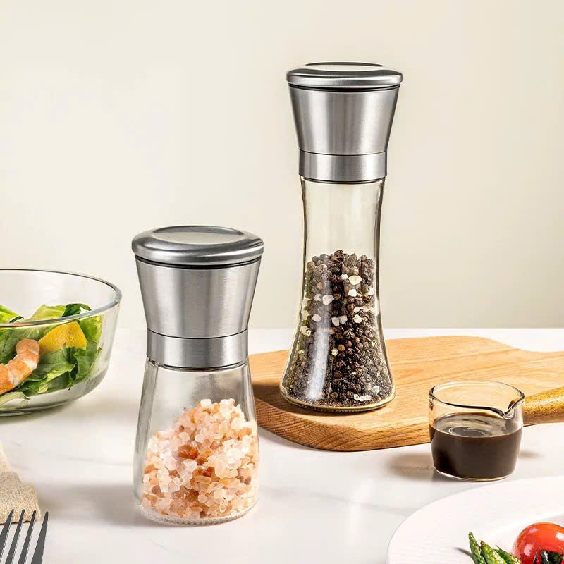 Cối Xay Tiêu Thủy Tinh Cao Thấp Dụng Cụ Xay Tiêu Nắp Inox 304