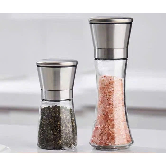 Cối Xay Tiêu Thủy Tinh Cao Thấp Dụng Cụ Xay Tiêu Nắp Inox 304