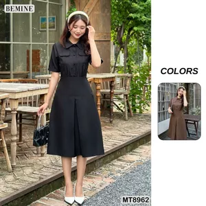 Đầm thiết kế cổ sơ mi túi hộp dáng xoè BEMINE MT8962