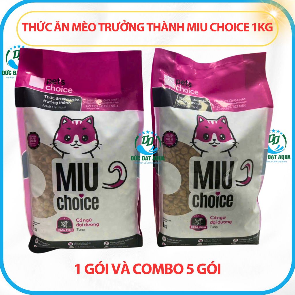 thức ăn mèo trưởng thành miu choice 1kg, 1 gói và combo 5 gói, Chăm sóc sức khỏe da, lông