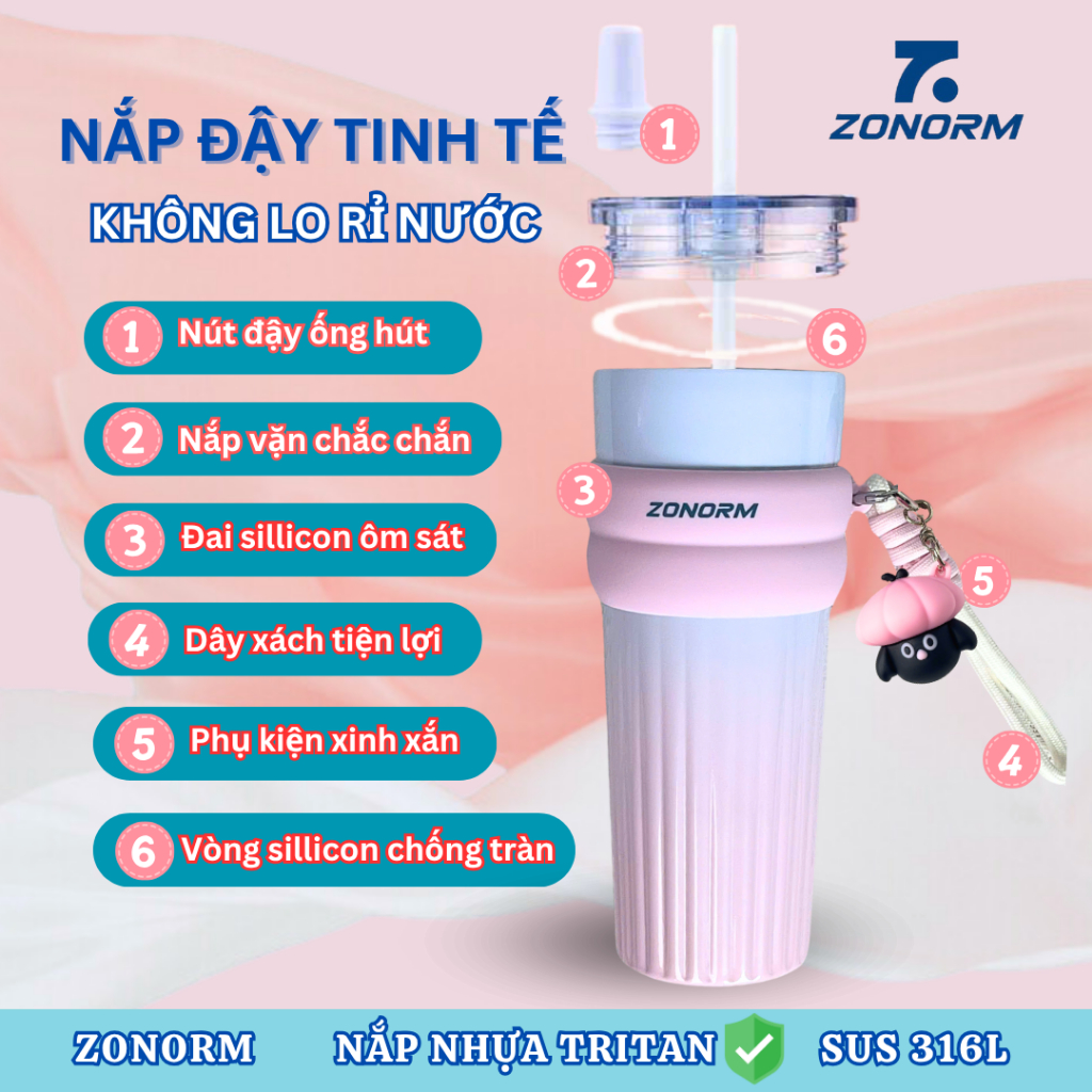 CUPPRO Ly Giữ Nhiệt Cao Cấp ZONORM 750ml Inox 316 Màu Ombre Tặng Kèm Móc Khóa Treo Cute | BigBuy360 - bigbuy360.vn