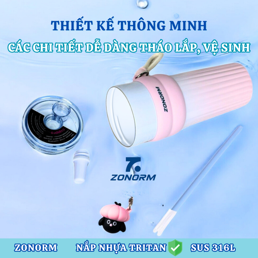 CUPPRO Ly Giữ Nhiệt Cao Cấp ZONORM 750ml Inox 316 Màu Ombre Tặng Kèm Móc Khóa Treo Cute | BigBuy360 - bigbuy360.vn