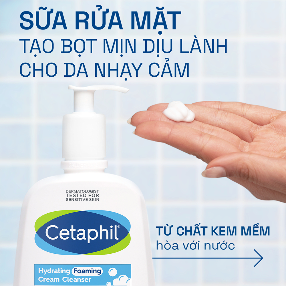 [LIVE] Sữa rửa mặt tạo bọt dịu lành cho da khô nhạy cảm Cetaphil Hydrating Foaming Cream Cleanser 236ml
