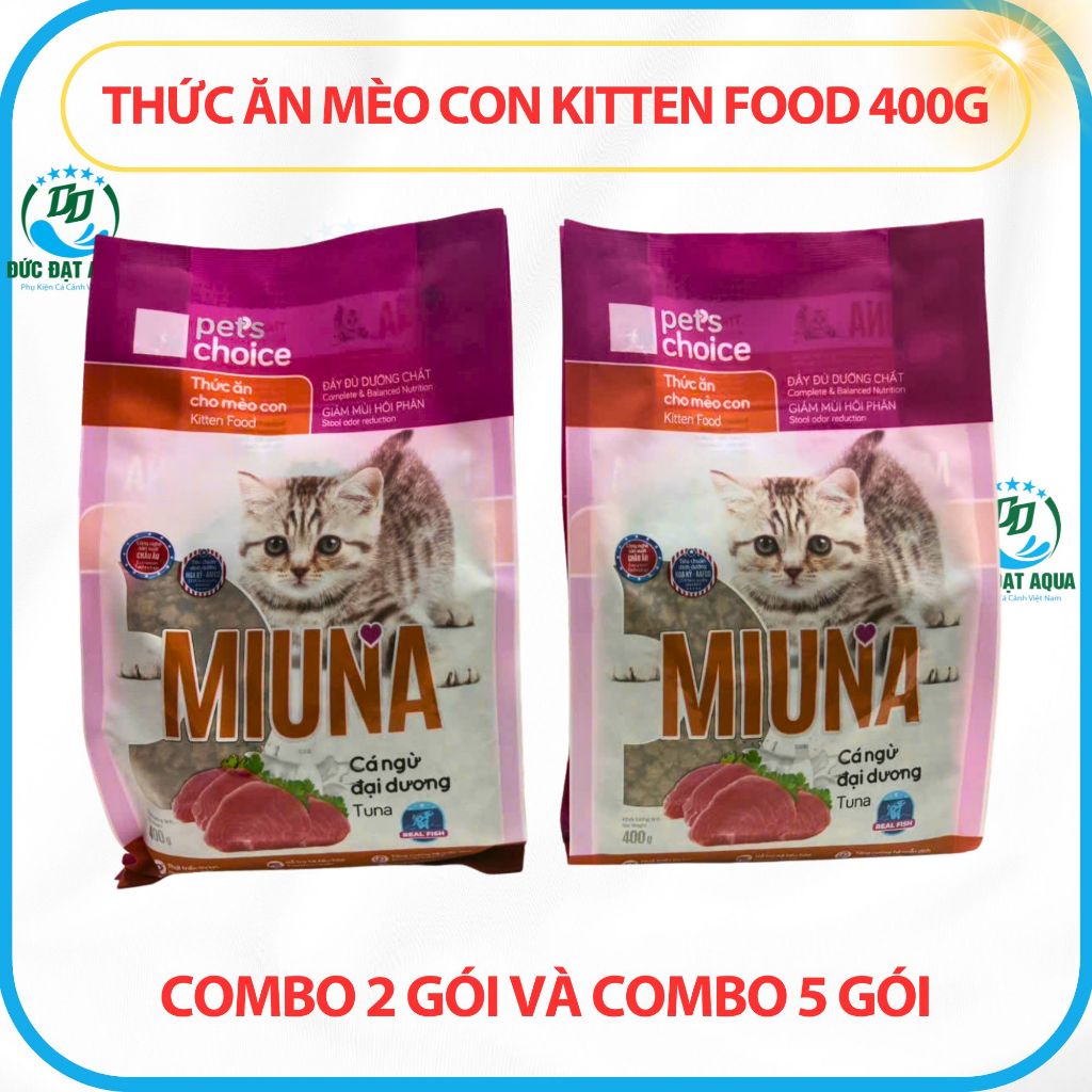 Combo 2 túi và 5 túi hạt cho Mèo con MIUNA 400g hương vị cá ngừ hỗ trợ hệ tiêu hóa 8