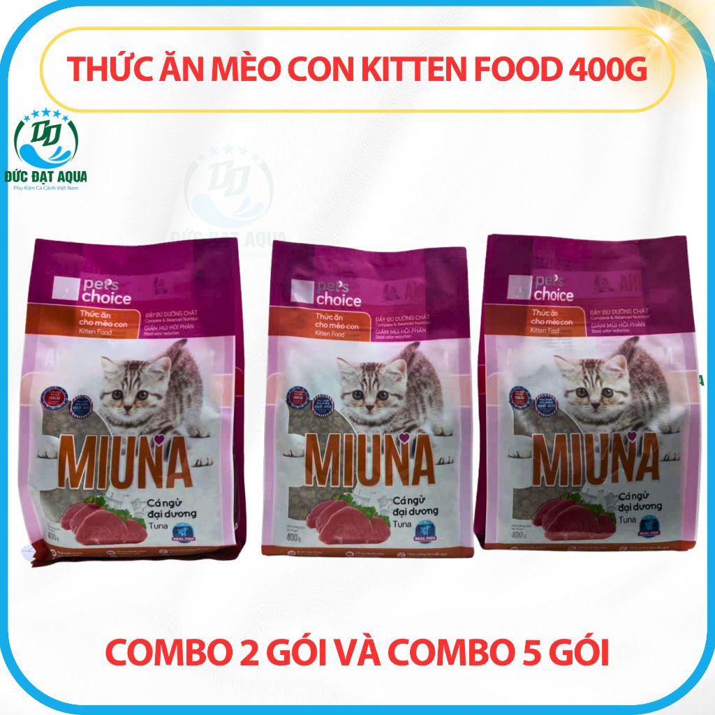 Combo 2 túi và 5 túi hạt cho Mèo con MIUNA 400g hương vị cá ngừ hỗ trợ hệ tiêu hóa