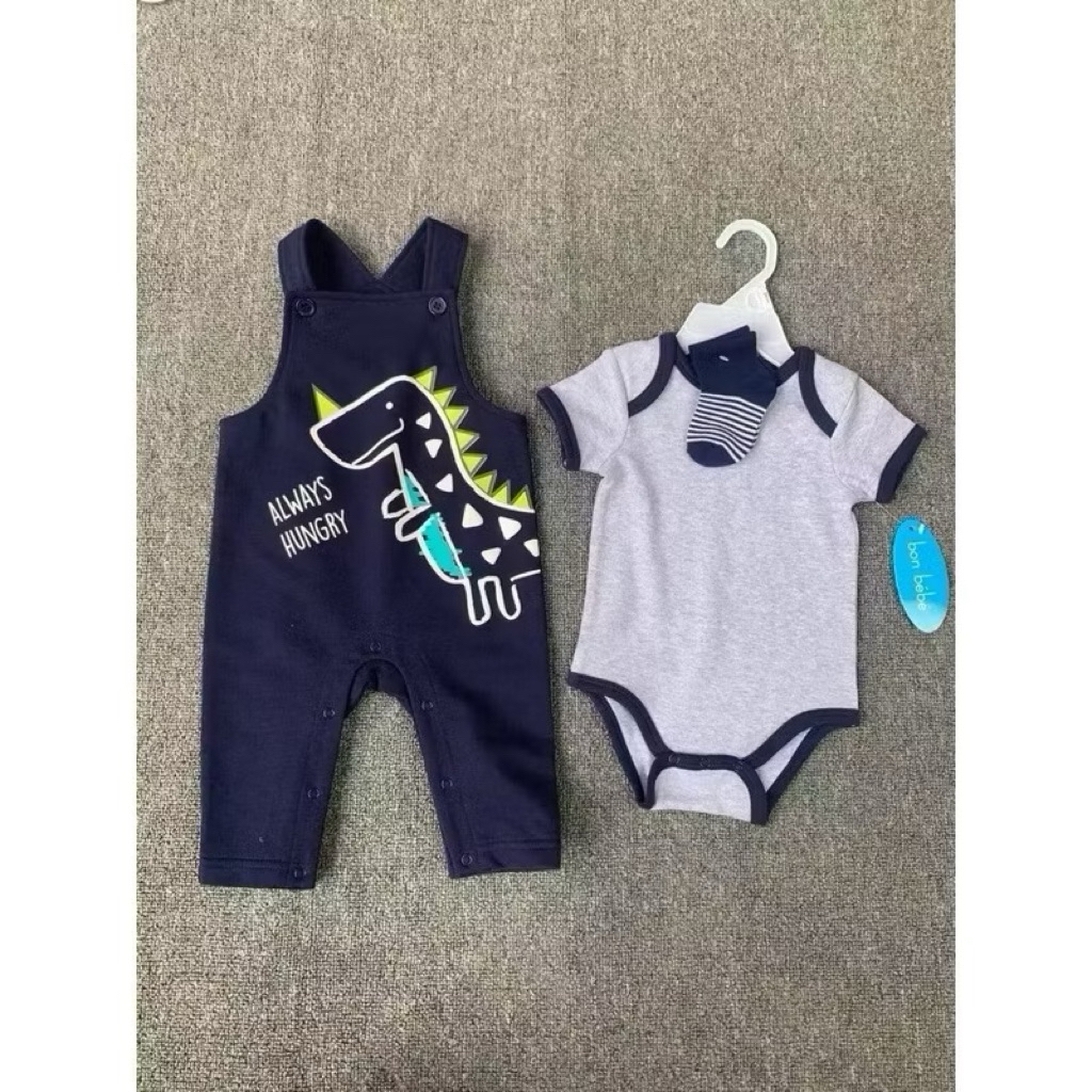 Set body bé sơ sinh xuất dư 2/3 chi tiết kèm yếm/quần F9131 L039 L016 L012 L089, cotton mềm thoáng mát