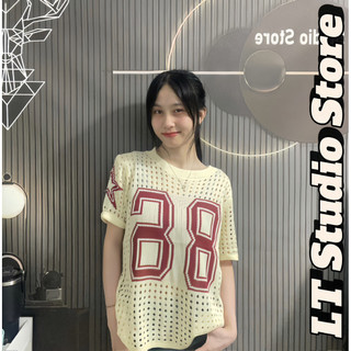 LT - Áo len lưới cổ tròn số 86 cộc tay cá tính style Ulzzang y2k cá tính 1126