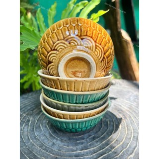 Bộ 10 Cái Chén Ăn Cơm Men Nâu/Xanh Ngọc/Xanh Lá Già Cổ Nam Bộ Size Lớn ĐK 11.5cm - Gốm Xưa Lái Thiêu Cho Người Hoài Niệm