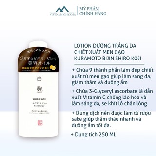 Bộ dưỡng trắng da chiết xuất men gạo Kuramoto Bijin Rice Energy Shirokoji