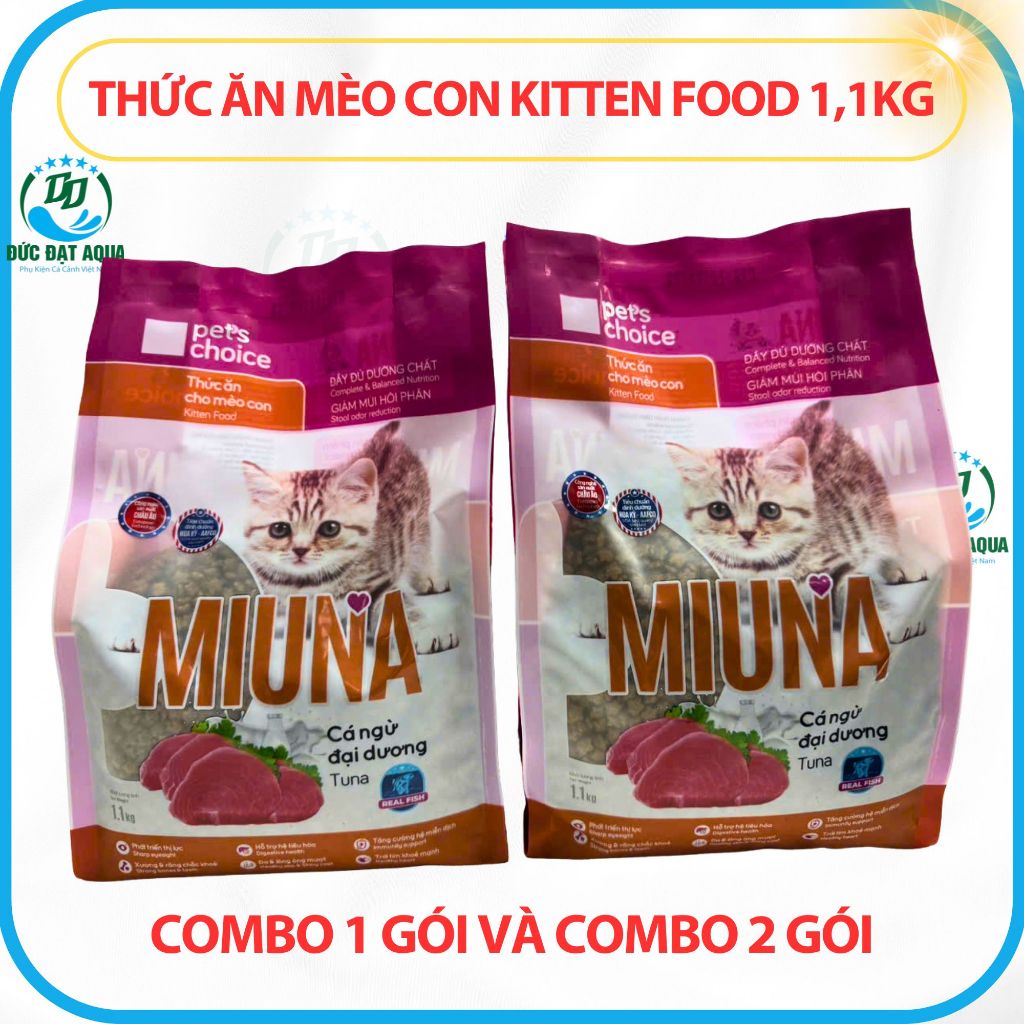 Combo 1 túi và 2 túi hạt Thức ăn cho Mèo con MIUNA 1.1kg hỗ trợ phát triển toàn diện 2
