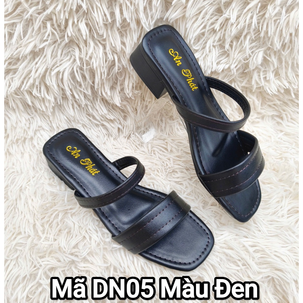 Dép nữ dạ xịn thật cao cấp bảo hành 6 tháng DN05T cao 3cm - dép da trung niên