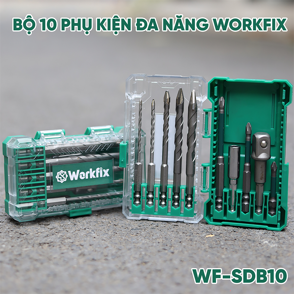 [CHÍNH HÃNG] Bộ Mũi Khoan Workfix WF-PK10M Đa Năng Chuyên Khoan Tường, Bê Tông Siêu Nhanh, Siêu Khỏe