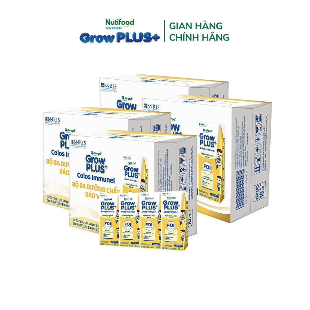 [Livestream KOL] Combo 4 Thùng 24 hộp SBPS Nutifood Sweden GrowPLUS+ Sữa Non Immunel hộp 180 ml (Bao bì tuỳ lô hàng)
