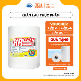 Cuộn khăn giấy thấm thực phẩm KRCLEAN 50 tờ 20x20cm - Khăn thấm khô cá thịt, lau đa năng, thấm hút nước, cực dai
