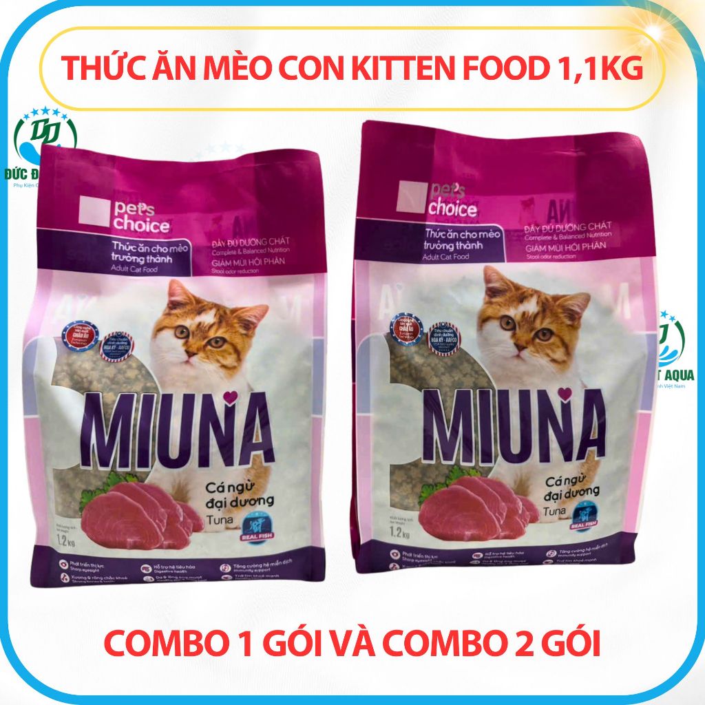 Combo 1 túi và 2 túi 1,2kg Thức ăn cho Mèo trưởng thành MIUNA cung cấp dinh dưỡng- PETS CHOICE 2