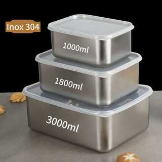 1 Chiếc Hộp 1000ml inox 304 Đưng Thực Phẩm An Toàn Nắp Chống Rò Rỉ Bay Mùi Trong Tủ Lạnh