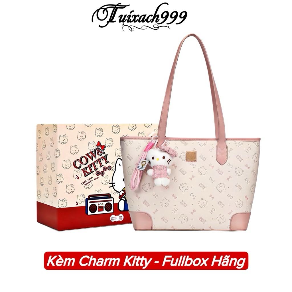 [FULLBOX] Túi đeo vai nữ Hello Kitty size to 37cm đựng laptop KÈM CHARM ...