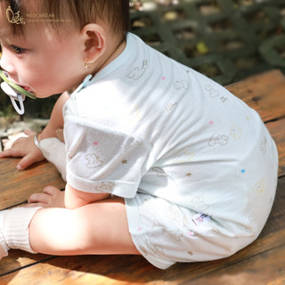 Honey (0-12M) Bộ body đùi tay ngắn sơ sinh chất vải mềm mại, thoáng mát có nút bấm vai cao cấp dành cho bé trai bé gái