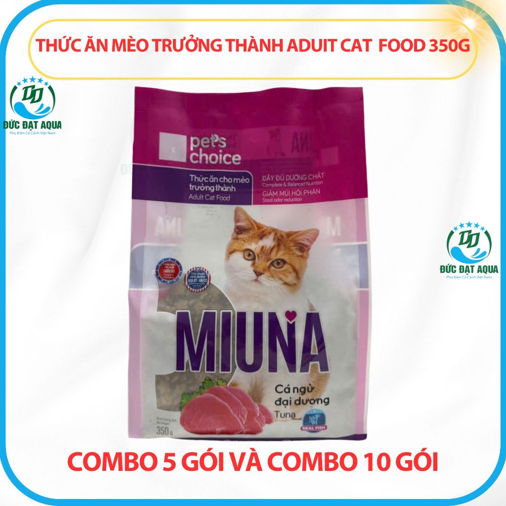 Hạt cho Mèo lớn MIUNA 350g combo 5gói và 10gói cung cấp dinh dưỡng, hỗ trợ tiêu hóa PETS CHOICE 9