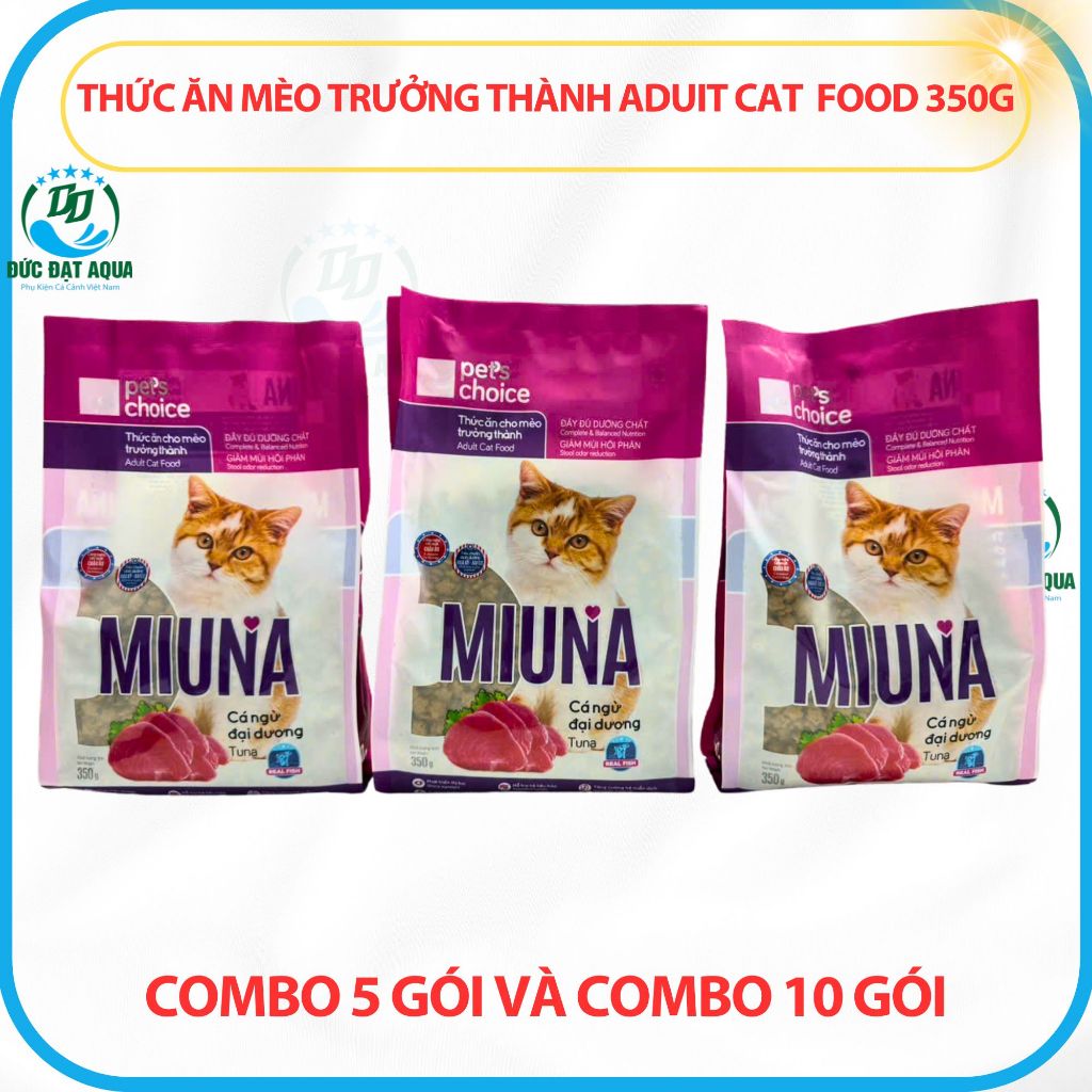 Hạt cho Mèo lớn MIUNA 350g combo 5gói và 10gói cung cấp dinh dưỡng, hỗ trợ tiêu hóa PETS CHOICE 8