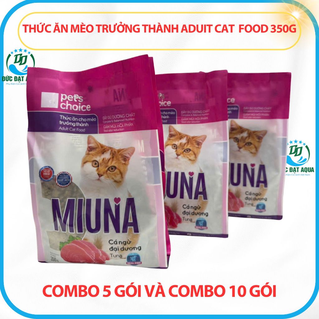 Hạt cho Mèo lớn MIUNA 350g combo 5gói và 10gói cung cấp dinh dưỡng, hỗ trợ tiêu hóa PETS CHOICE