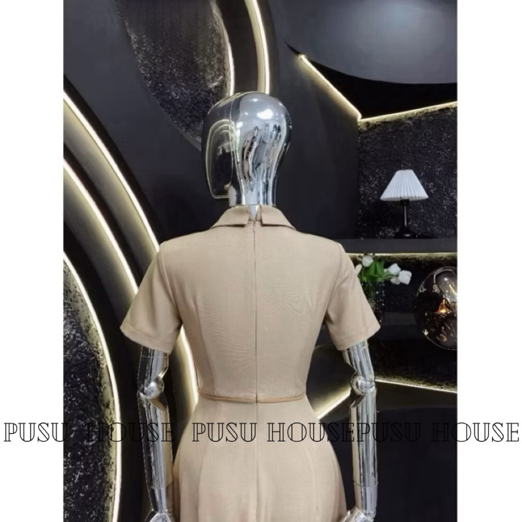 Đầm nữ cổ somi dây kéo trước có túi thanh lịch công sở dự tiệc - Pusu house